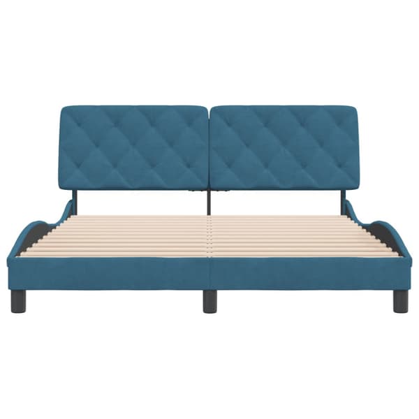 Bed Frame without Mattress Blue 160x200 cm Velvet