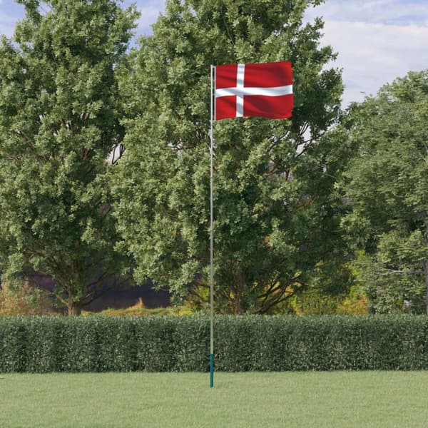 Danmarks flagga med flaggstång 5,5 m aluminium