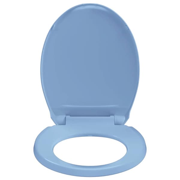 Toalettsits mjuk stängning snabbfäste blå oval