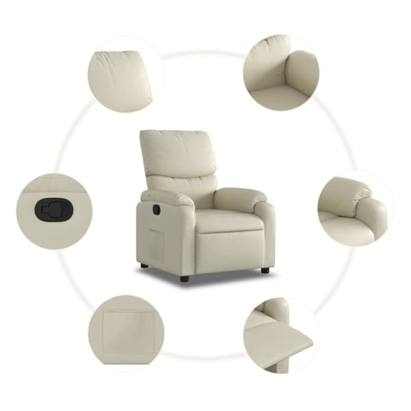 Reclinerfåtölj gräddvit konstläder