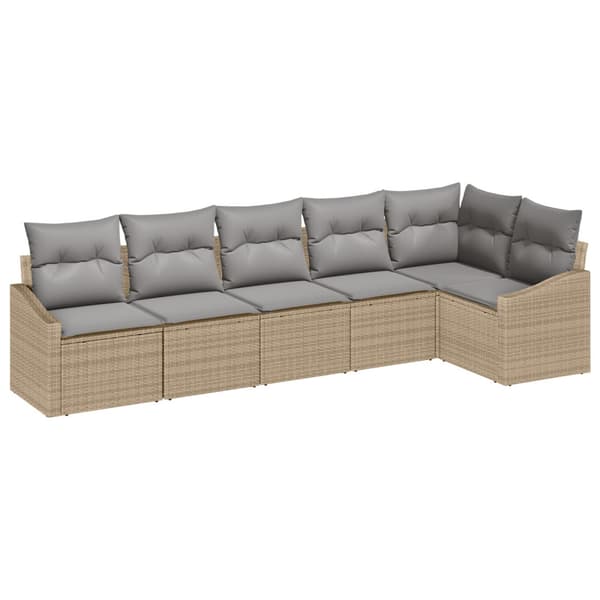 Soffset med kudde 6 pcs Beige konstrotting