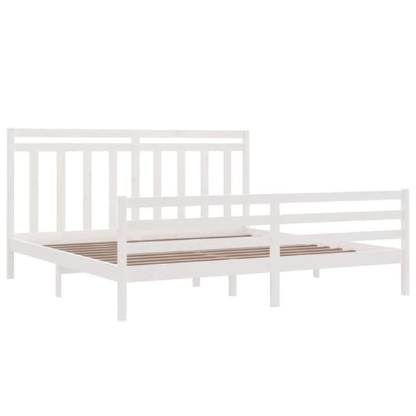 Sängram vit massivt trä 200x200 cm