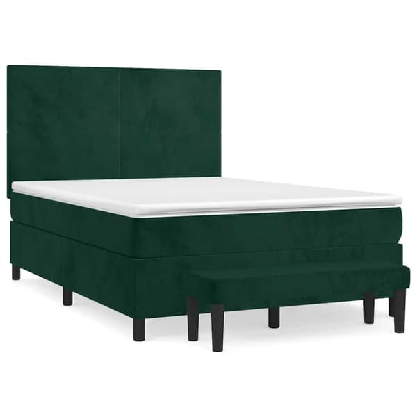 Ramsäng med madrass mörkgrön 140x190 cm sammet