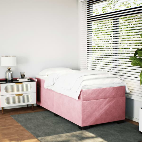 Ramsäng med madrass rosa 100x200 cm sammet