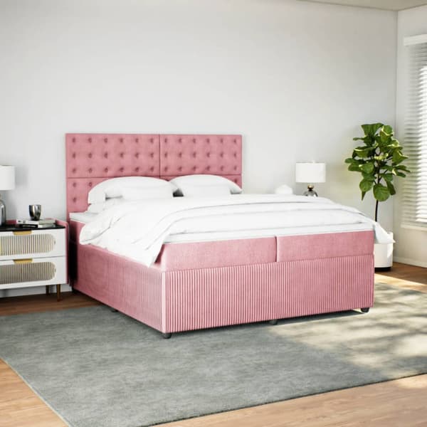 Ramsäng med madrass rosa 200x200 cm sammet
