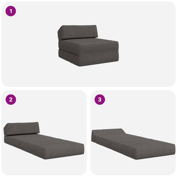 Fällbar Soffbed Mörkgrå 60 x 70 x 41 cm Tyg