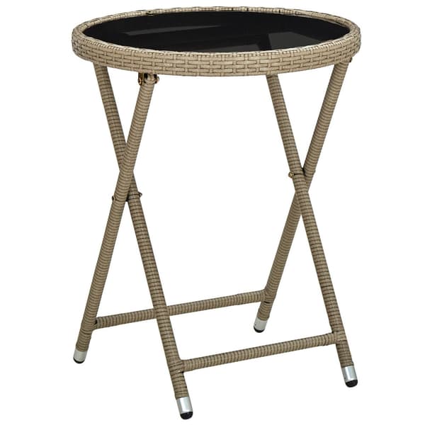 Trädgårds Bistro Set 3 pcs Beige konstrotting