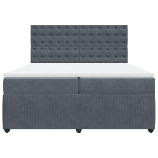 Ramsäng med madrass mörkgrå 200x200 cm sammet