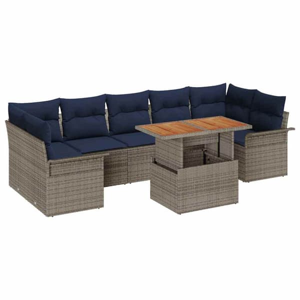 Trädgårdsoffset med lagring 8 pcs Grå Poly rattan