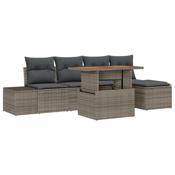 Trädgårdsoffset med lagring 6 pcs Grå Poly rattan