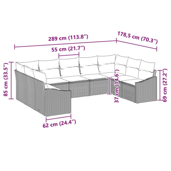 Soffset med kudde 9 pcs Ljusgrå konstrotting