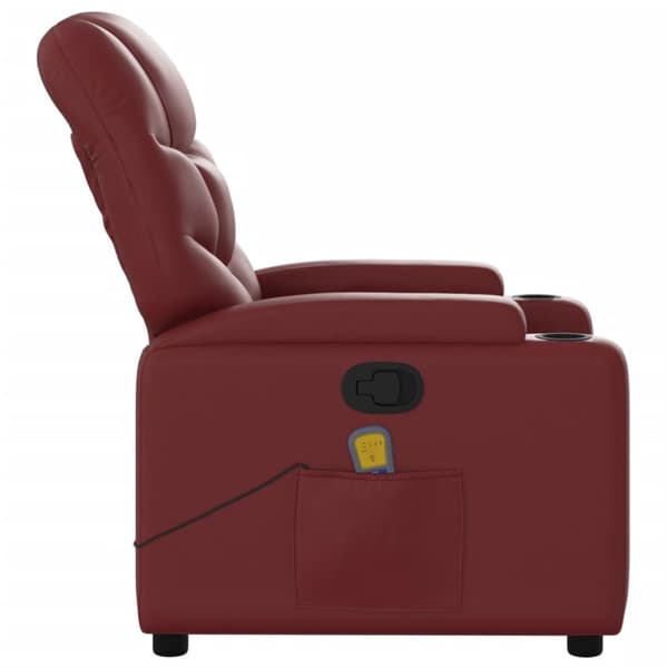 Massagefåtölj vinröd konstläder
