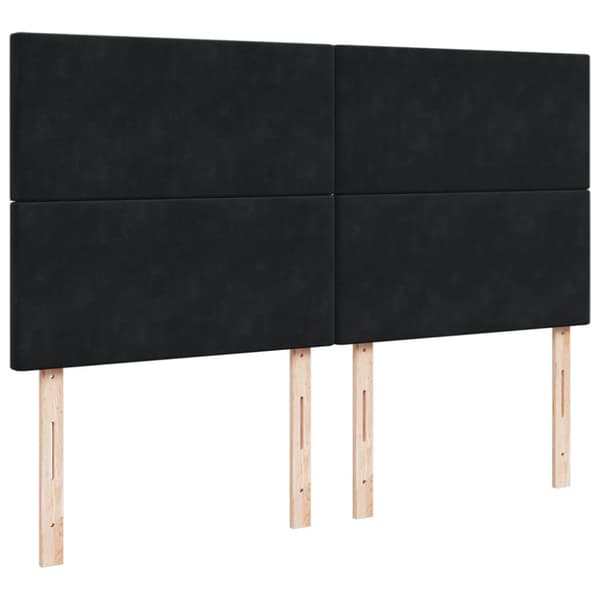 Ramsäng med madrass svart 180x200 cm sammet