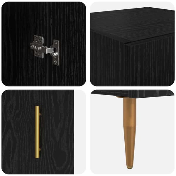 Skåp 2 pcs Svart Ek Glas