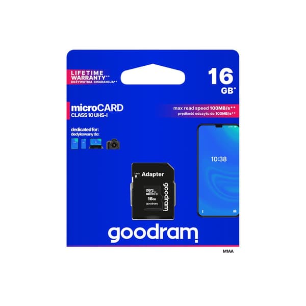 GOODRAM M1AA - flash-minneskort - 16 GB - microSDHC UHS-I
