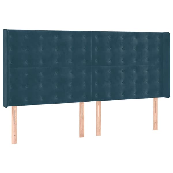 Ramsäng med madrass mörkblå 200x200 cm sammet
