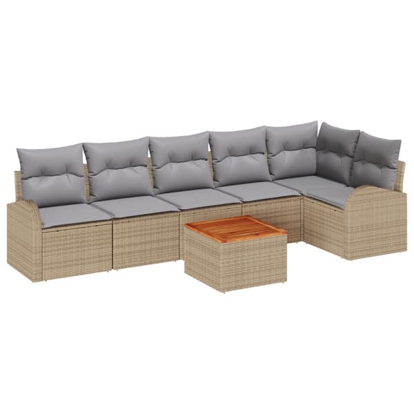 Trädgårdsoffset 7 pcs Beige och Ljusgrå konstrotting