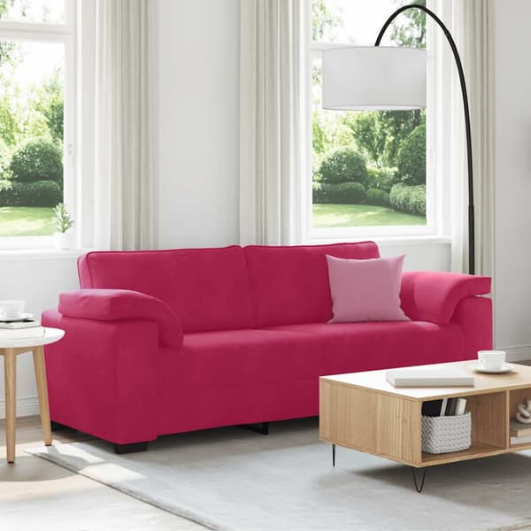 3-sitssoffa vinröd 220x77x82 cm sammet