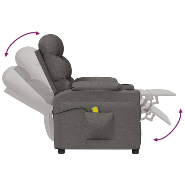 Massagefåtölj mörkgrå tyg