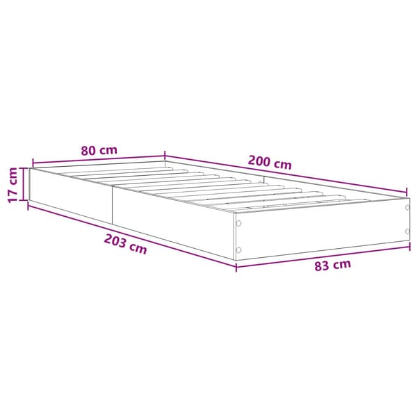 Golvsängsram Vit 80 x 200 cm Konstruerat trä