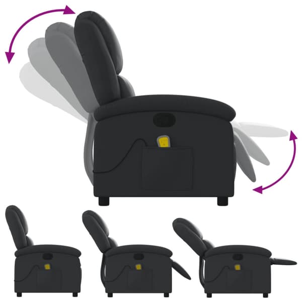 Massagefåtölj svart äkta läder