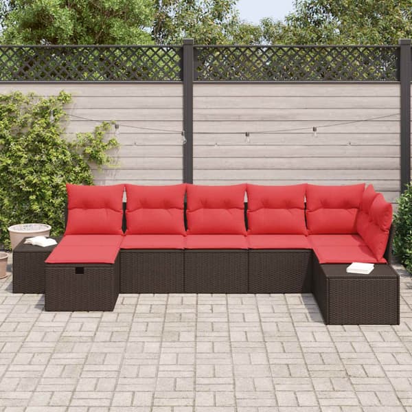 Trädgårdsoffset med kudde 7 pcs Brun konstrotting