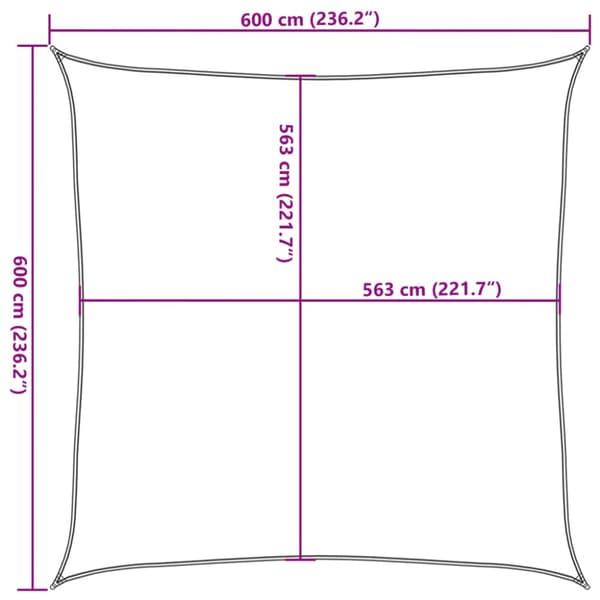 Solsegel ljusgrå 6x6 m 100% polyesteroxford