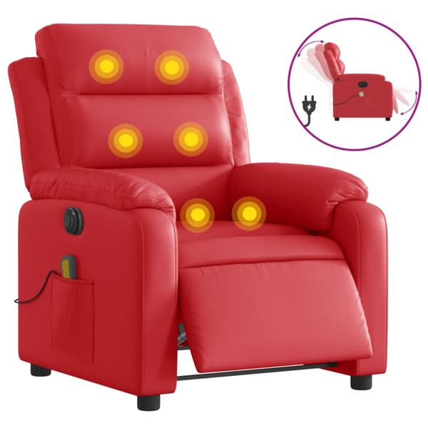 Elektrisk massagefåtölj röd konstläder
