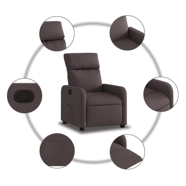 Reclinerfåtölj mörkbrun tyg
