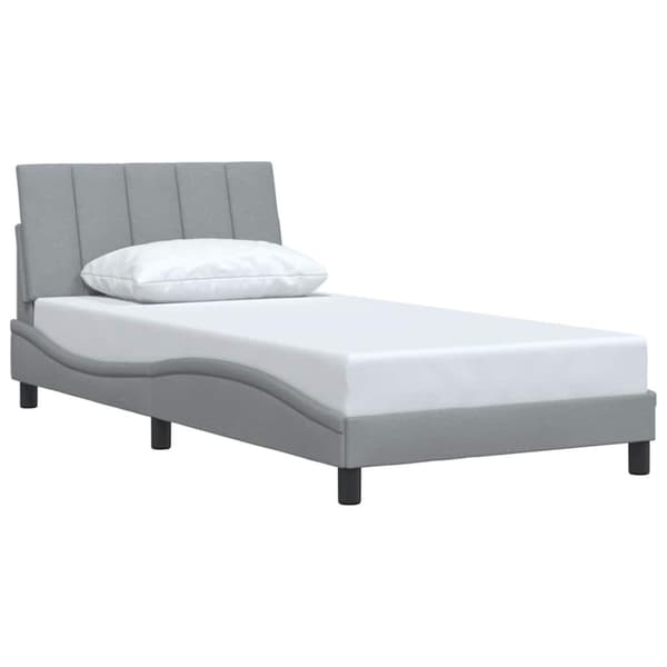Bed Frame without Mattress "Hanko" Light Grey 100x200 cm Fabric