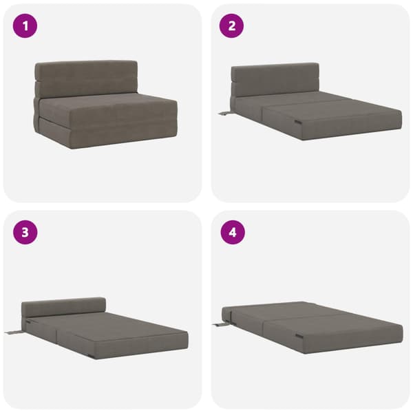 Fällbar Soffbed Ljusgrå 70 x 72 x 60 cm Tyg