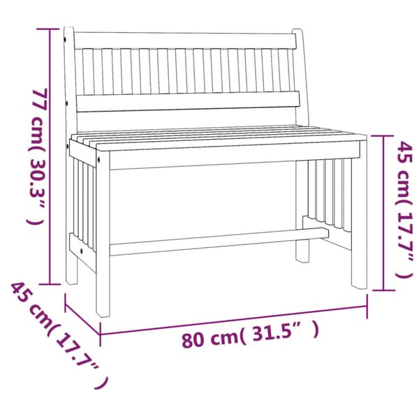 Trädgårdsbänk 80 cm massivt eukalyptusträ