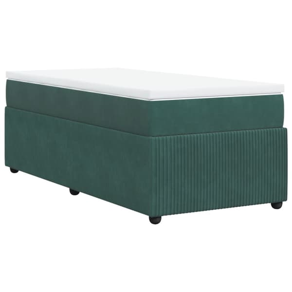 Ramsäng med madrass mörkgrön 90x200 cm sammet