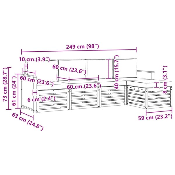 Utomhussoffset med kudde 5 pcs Naturlig och Grädde