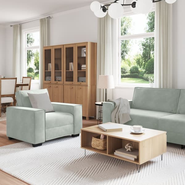 Soffa 3 st Ljusgrå Linnenblandad tyg