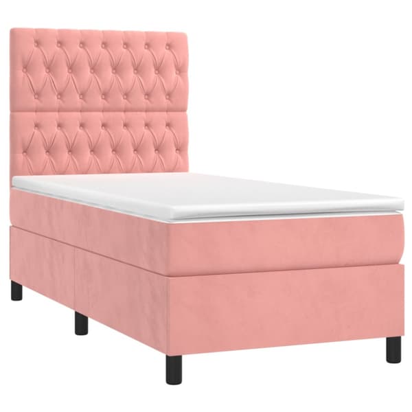 Ramsäng med madrass rosa 80x200 cm sammet