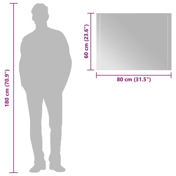 LED Badrumsspegel Transparent 80 x 60 cm härdat glas