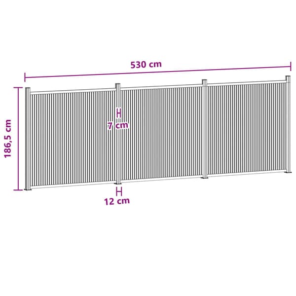 Stängselpanel 3 pcs WPC och aluminium Svart