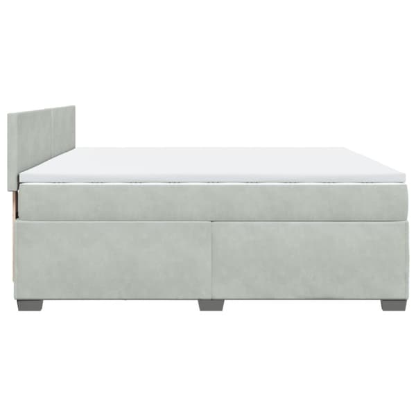 Ramsäng med madrass ljusgrå 200x200 cm sammet
