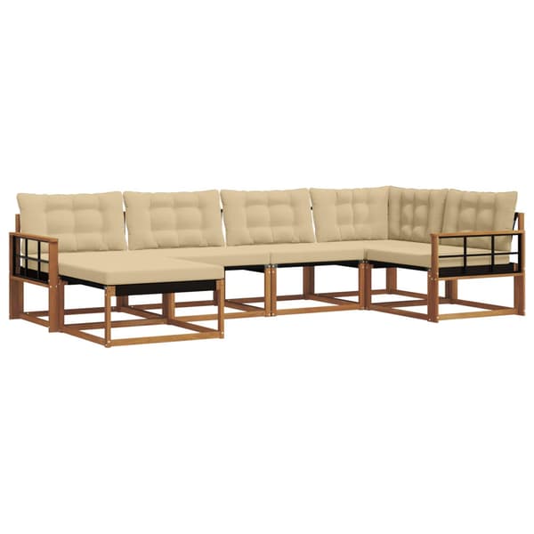 Utomhussoffset med kudde 6 pcs Naturlig och Beige