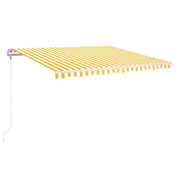 Automatisk markis med vindsensor & LED 450x350 cm gul/vit