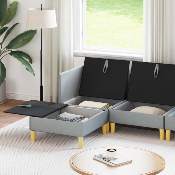 Möbelset för vardagsrummet med kudde 6 pcs Ljusgrå Tyg