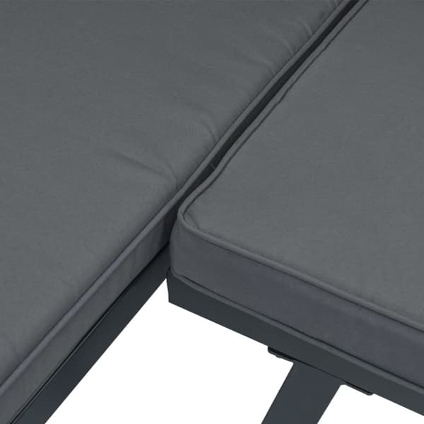Trädgårdssoffa med dynor 2 delar svart aluminium