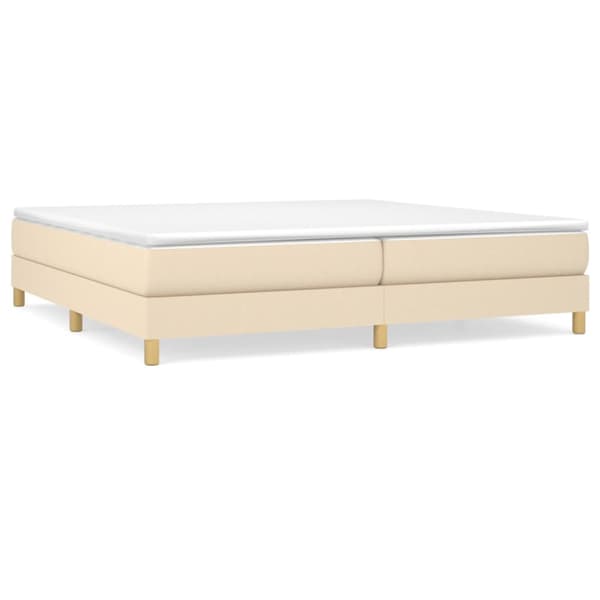 Boxspring-sängram gräddvit 200x200 cm tyg
