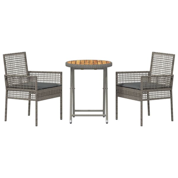 Trädgårds Bistro Set 3 pcs Grå konstrotting