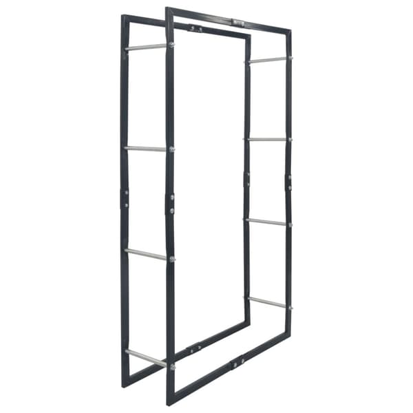 Vedställ svart 80x25x150 cm stål