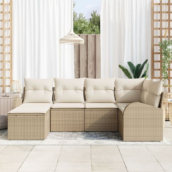 Trädgårdsoffset 6 st Beige konstrotting