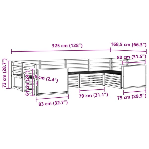 Utomhussoffset 6 pcs Naturlig