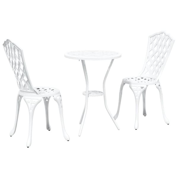 Trädgårds Bistro Set 3 pcs Vit Aluminium