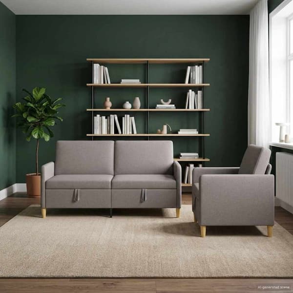 Soffgrupp med förvaring 2 pcs Taupe Polyester